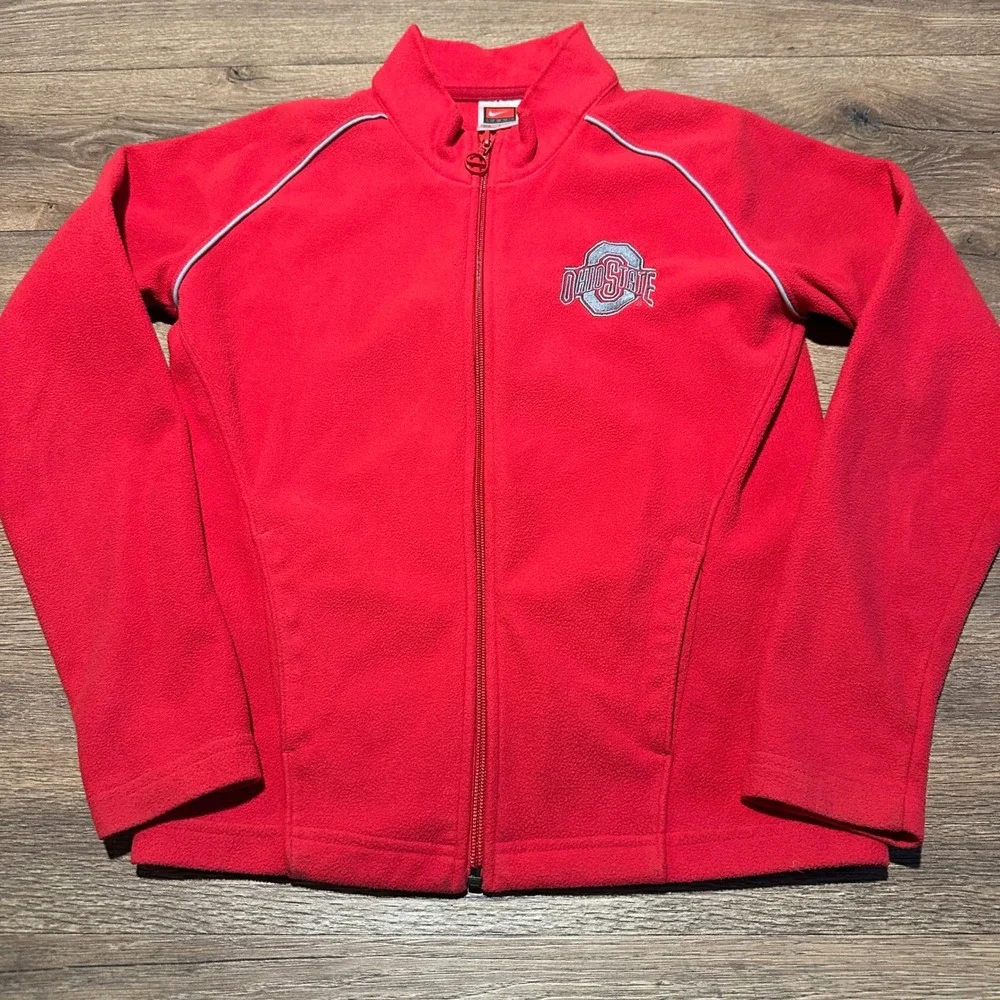 Vintage Nike Ohio State Buckeyes Red Fleece Jacket Women Size Small